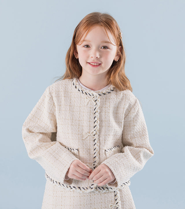 I LOVE J Ribbon tweed short jacket