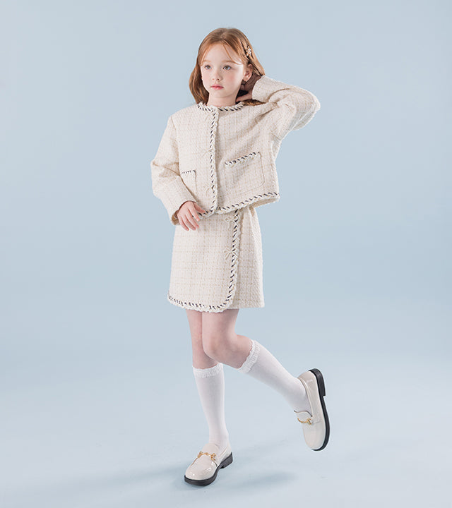 I LOVE J Ribbon tweed short jacket