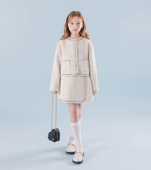 I LOVE J Ribbon tweed short jacket