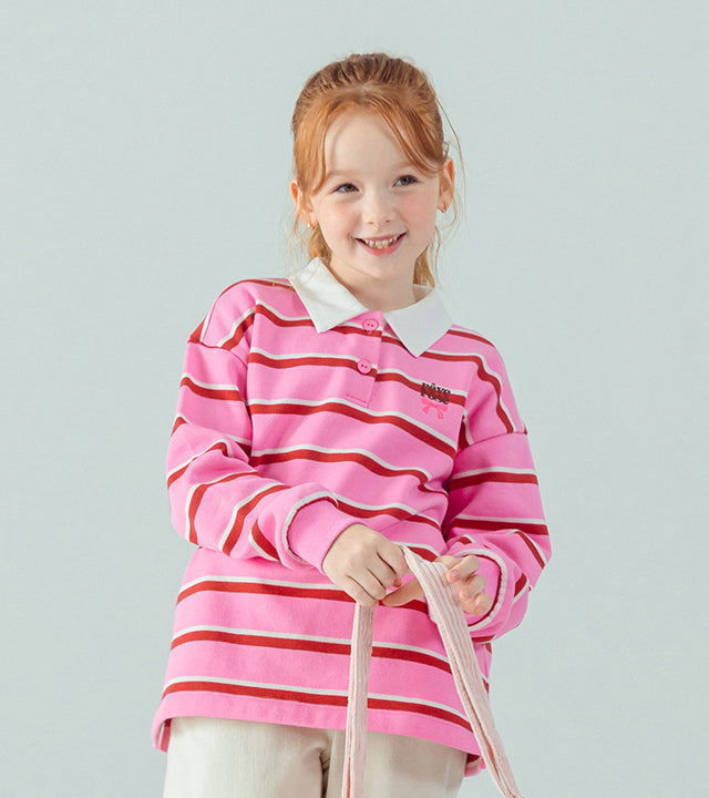 I LOVE J Collar fleece striped top