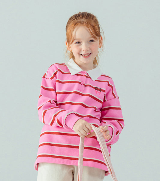 I LOVE J Collar fleece striped top