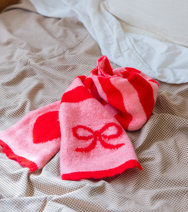 I LOVE J Ribbon & Heart knit muffler