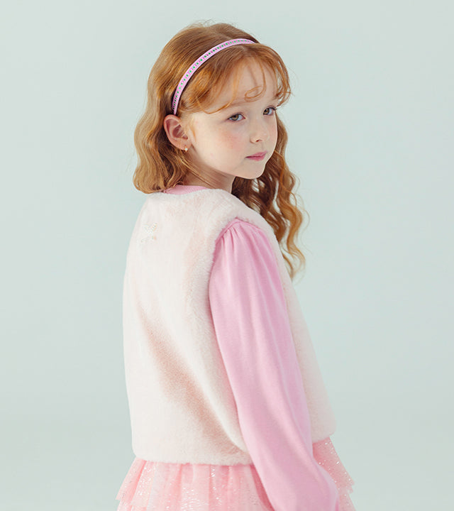 I LOVE J Stone button fur vest