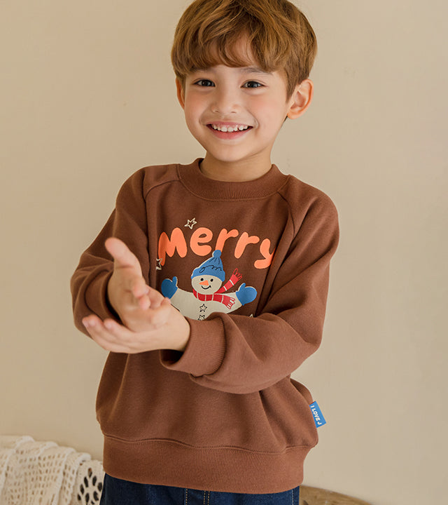 I LOVE J Merry snowman fleece mtm(Brown)