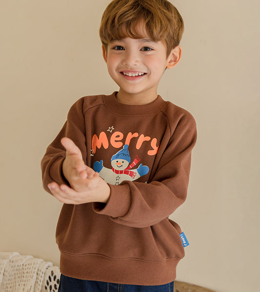 I LOVE J Merry snowman fleece mtm(Brown)