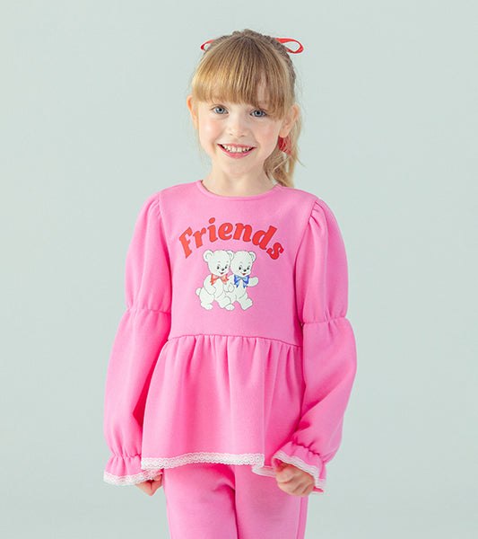 I LOVE J Duo bear lace fleece 2pc set
