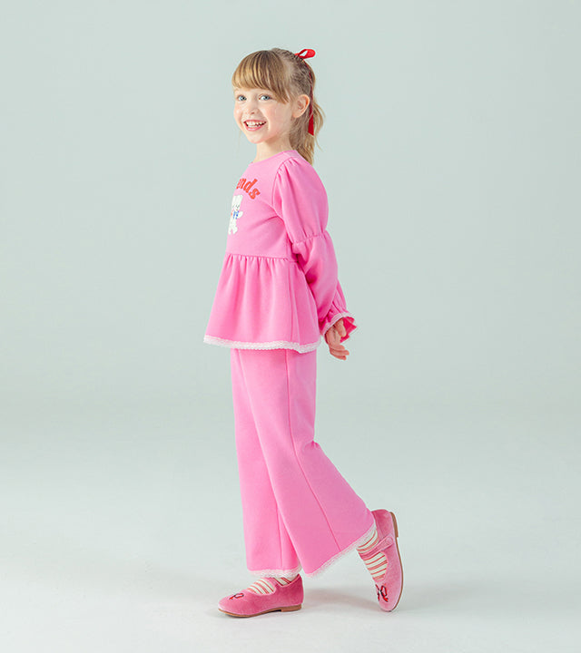 I LOVE J Duo bear lace fleece 2pc set