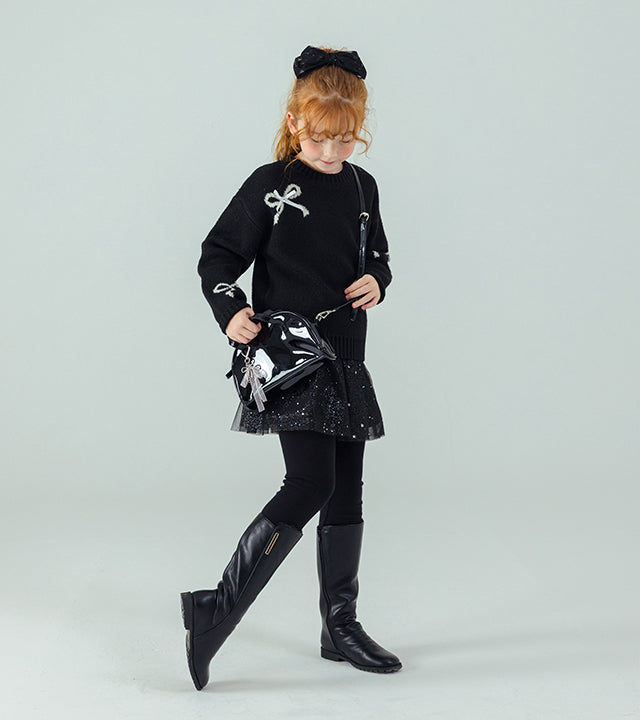 I LOVE J Ribbon short knit top