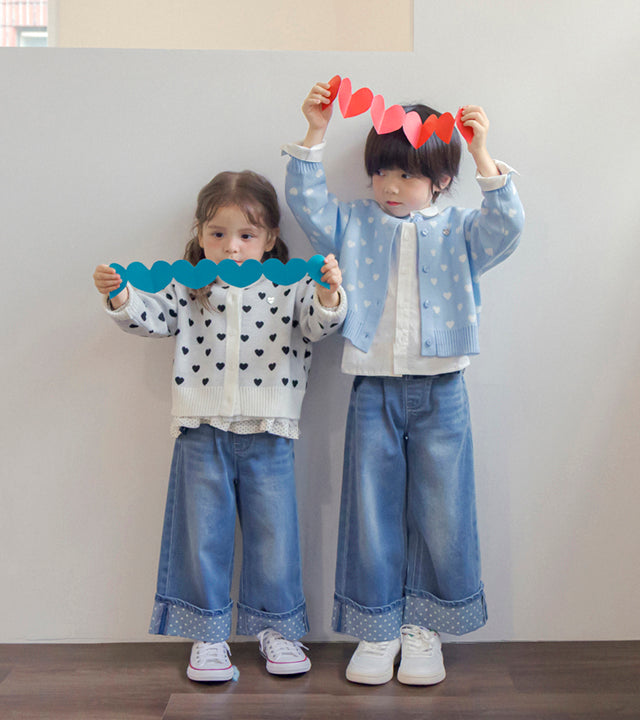 I LOVE J Neur cropped heart cardigan (Blue)