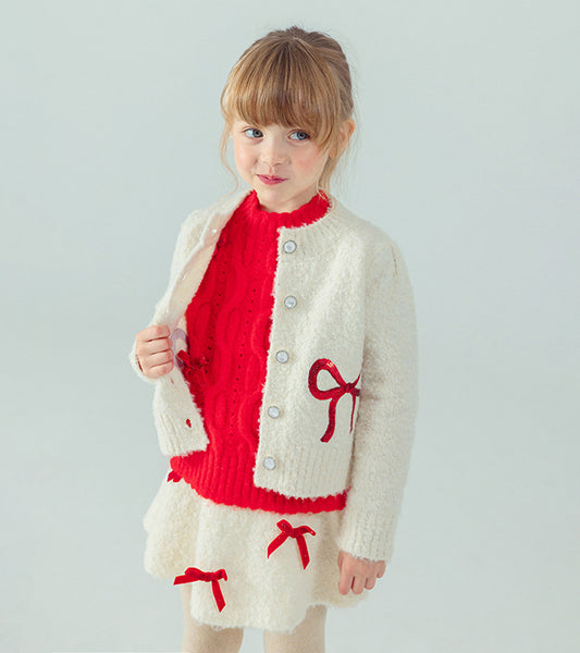 I LOVE J Ribbon spangle knit cardigan