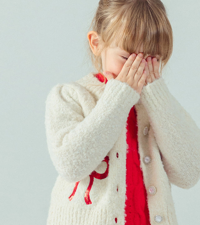 I LOVE J Ribbon spangle knit cardigan