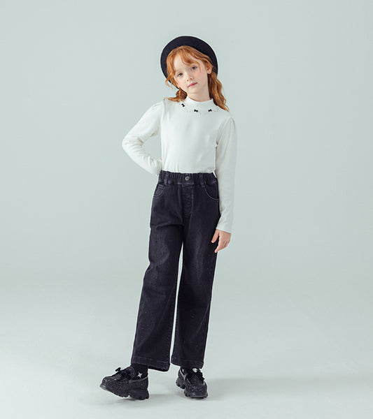 I LOVE J Ribbon stone point fleece top