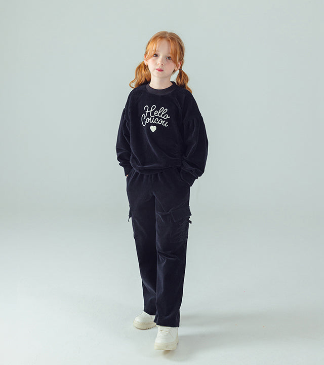 I LOVE J Hello coucou semi velour pants