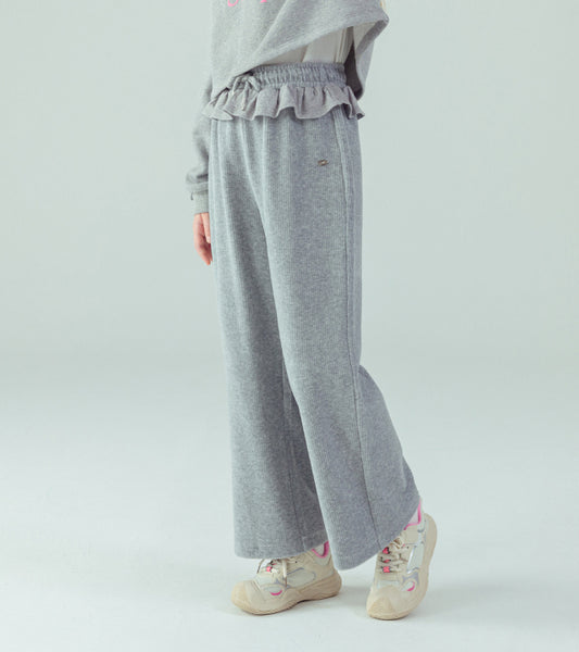 I LOVE J Frill wide fleece pants