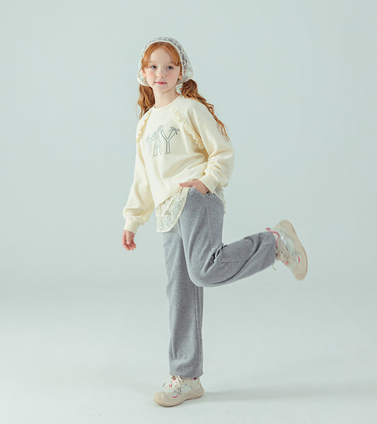 I LOVE J Day lace fleece 2pc set