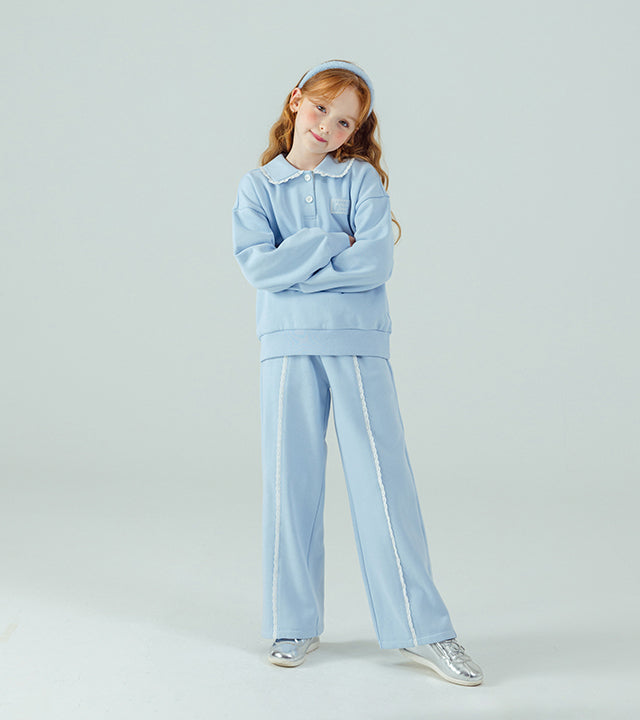 I LOVE J Lace collar fleece 2pc set