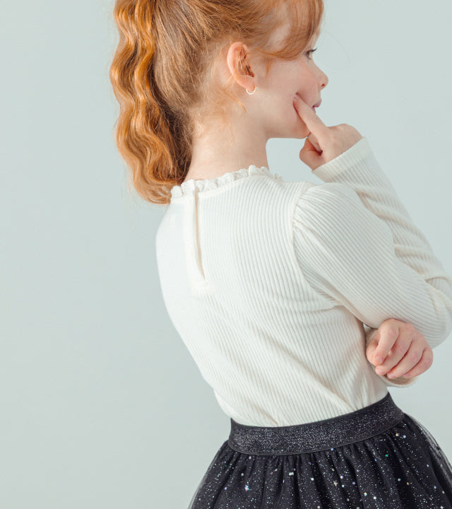 I LOVE J Lace ribbed top