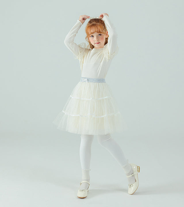 I LOVE J Shiny puff sleeve top