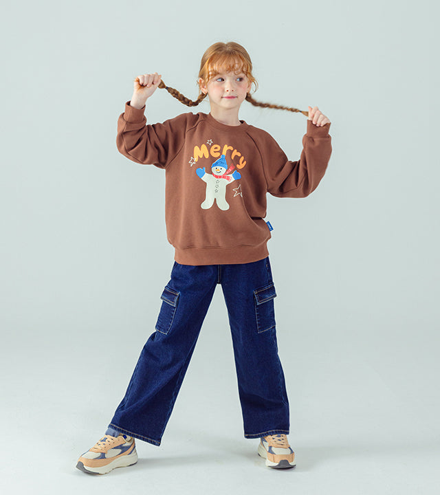 I LOVE J Merry snowman fleece mtm(Brown)