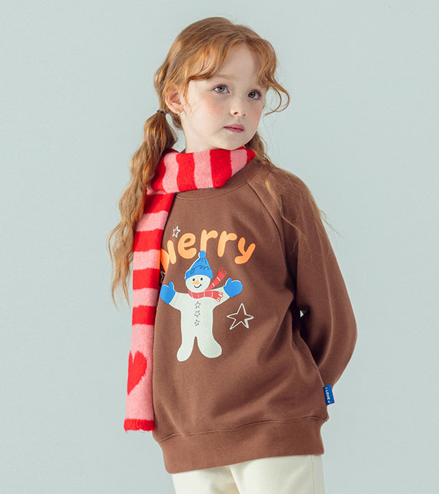I LOVE J Merry snowman fleece mtm(Brown)