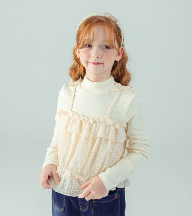 I LOVE J ruffle ribbon bustier top