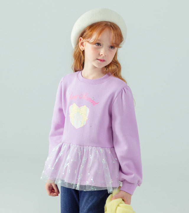 I LOVE J Moment ribbon frill fleece top