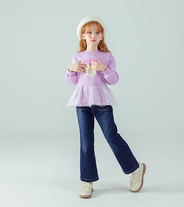 I LOVE J Moment ribbon frill fleece top