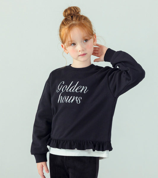 I LOVE J Golden hours frill layered fleece top