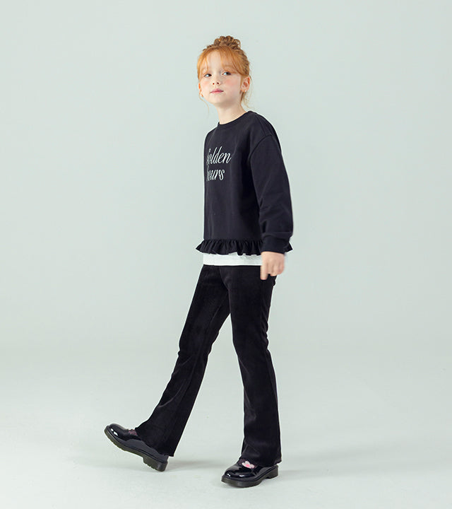 I LOVE J Golden hours frill layered fleece top