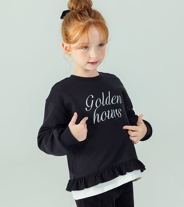 I LOVE J Golden hours frill layered fleece top