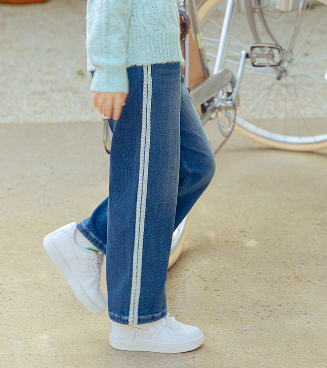 I LOVE J Lace denim wide pants