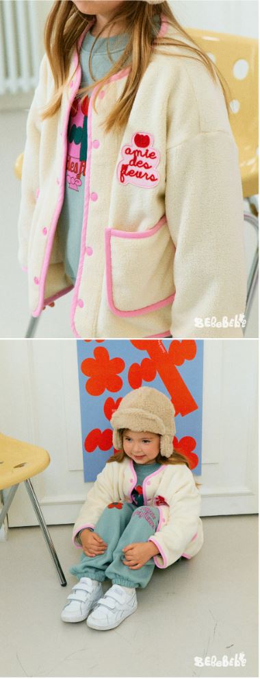 BEBEBEBE HOLIDAY Flower fleece jumper (IVORY)