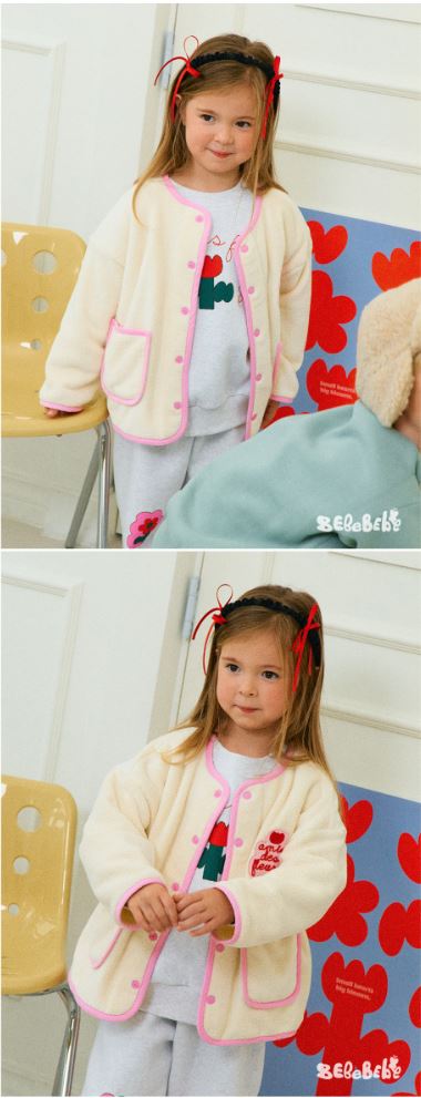 BEBEBEBE HOLIDAY Flower fleece jumper (IVORY)