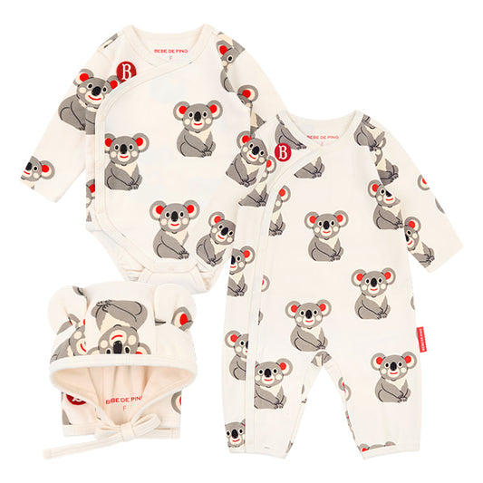 BEBE DE PINO All over koala newborn overall set