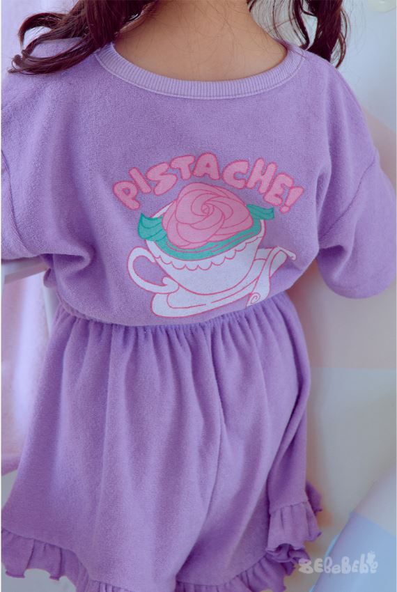 BEBEBEBE SUMMER cream rose terry set