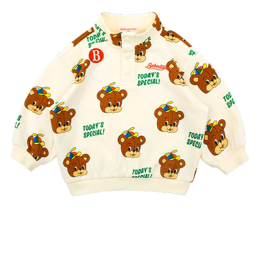 BEBE DE PINO All over cool bear baby stand collar sweatshirt