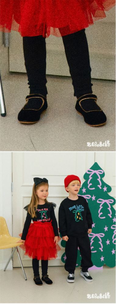 BEBEBEBE HOLIDAY 2025 Christmas velvet shoes (BLACK)