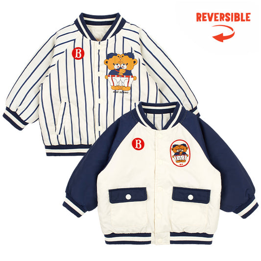 BEBE DE PINO Twin bears baby reversible padding jumper