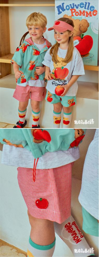 BEBEBEBE 1st summer pre order Apple puppy check shorts SET