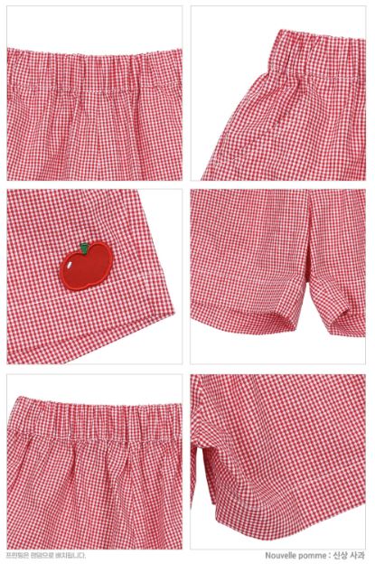 BEBEBEBE 1st summer pre order Apple puppy check shorts SET