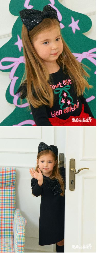 BEBEBEBE HOLIDAY 2025 Christmas ribbon headband (BLACK)