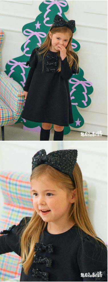 BEBEBEBE HOLIDAY 2025 Christmas ribbon headband (BLACK)