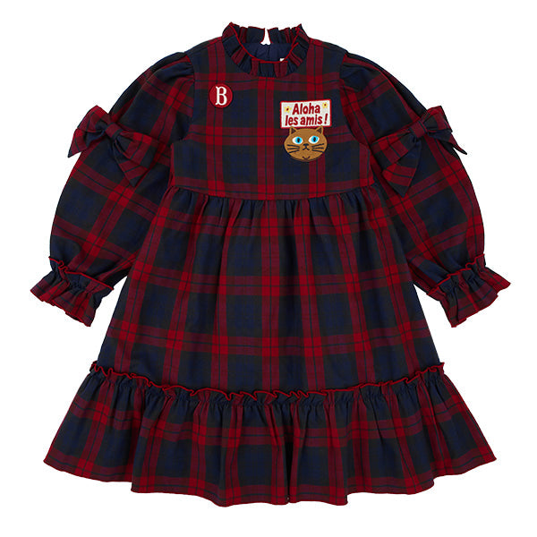 BEBE DE PINO Aloha cat frill check dress
