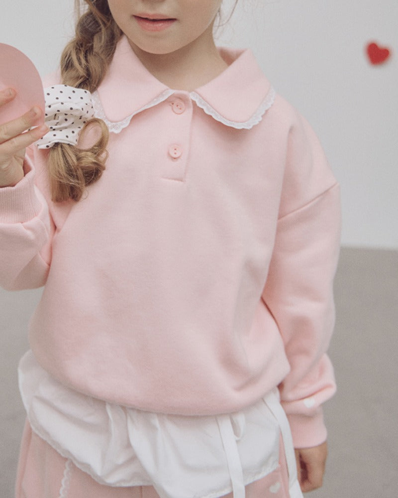 ROANJANE Lace collar sweatshirt