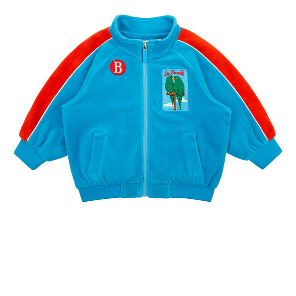 BEBE DE PINO Parrot baby color block velour zip up jacket