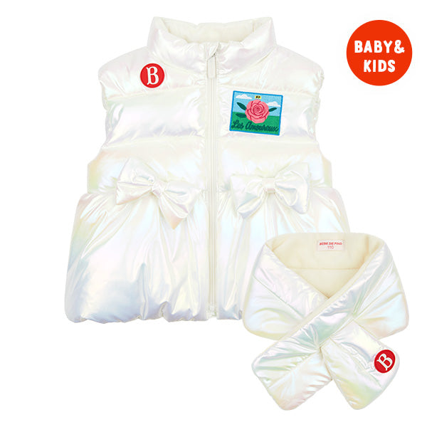 BEBE DE PINO Rose glossy ribbon padding vest set