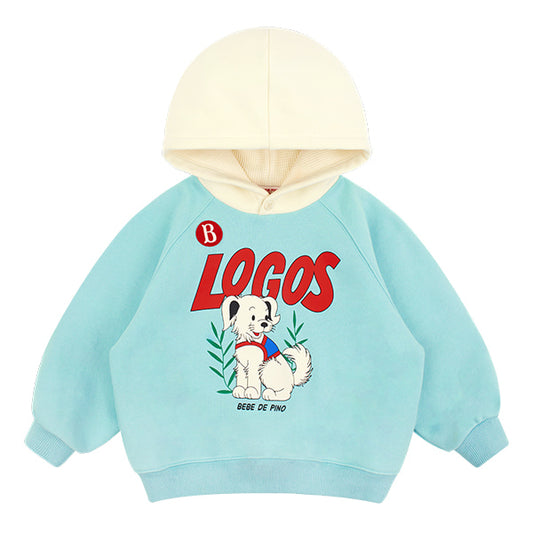 BEBE DE PINO Smiling puppy color block hoodie sweatshirt