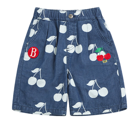 BEBE DE PINO All over cherry baby half denim pants