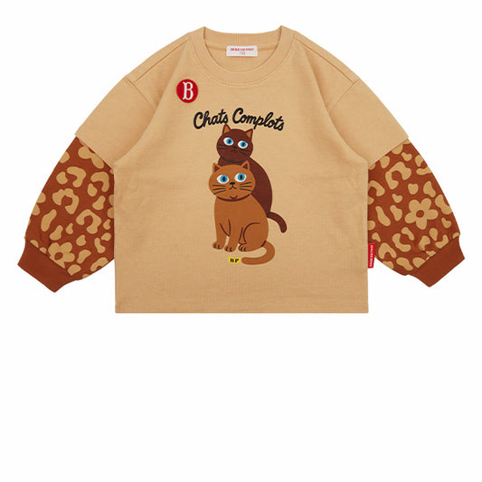 BEBE DE PINO Aloha cat layered long sleeve tee