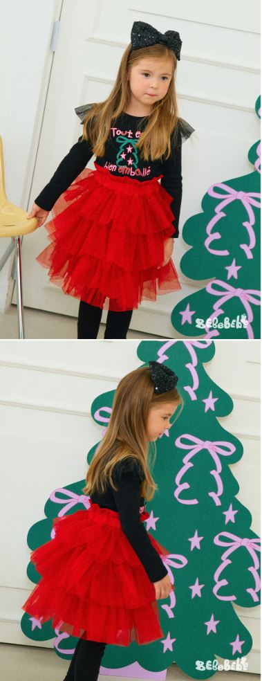 BEBEBEBE HOLIDAY 2025 Christmas cancan sha skirt (RED)
